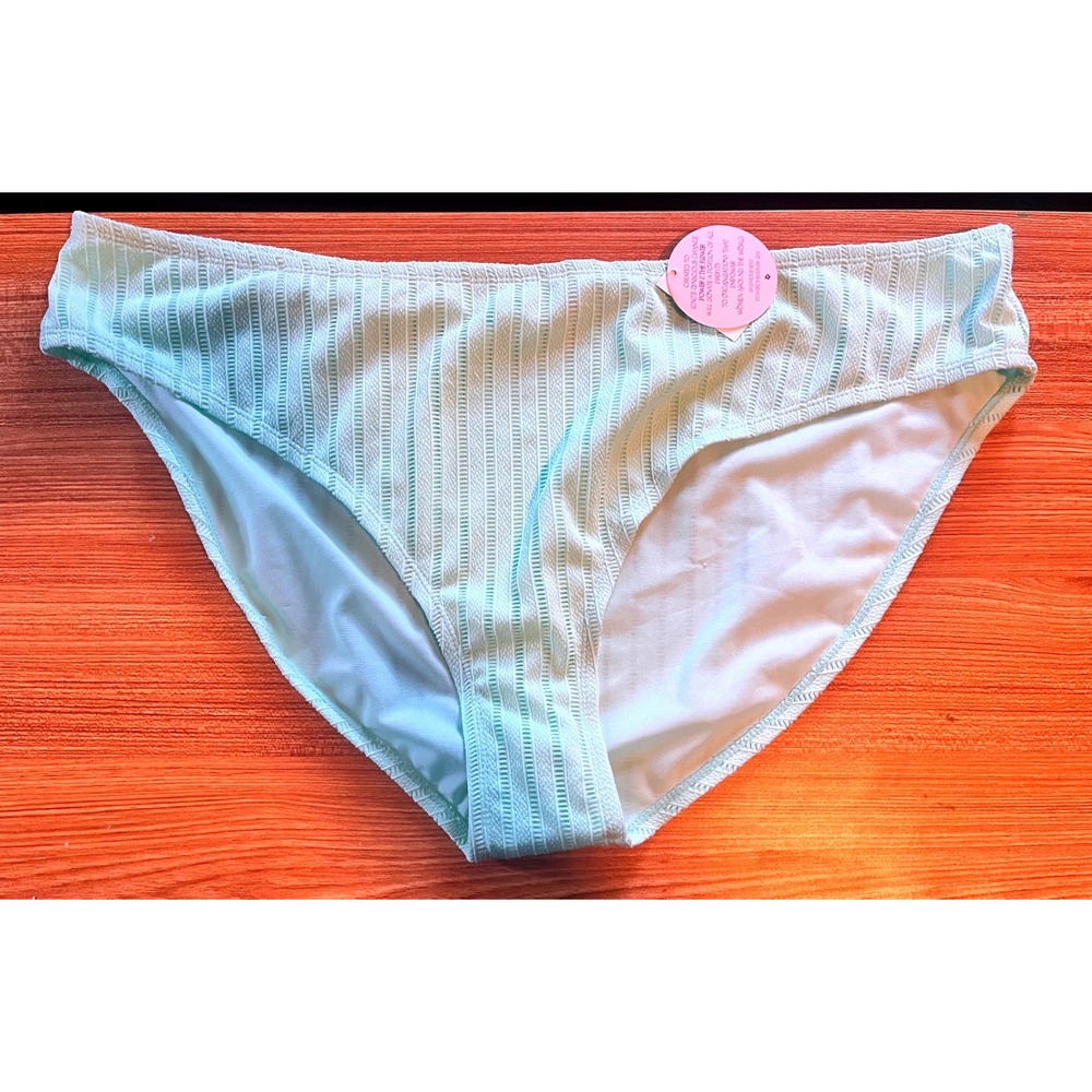 POWER 2 THE FLOWER‎ Women's Mint Textured Striped Bikini Bottom Swimsuit 3X
